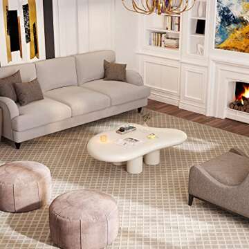 Guyii Cloud Coffee Table, Cute Coffee Table, Upgraded White Modern Tea Table, Irregular Indoor End T...