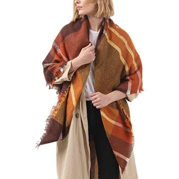 Century Star Oversized Plaid Scarf for Women