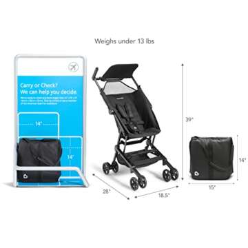 Munchkin Sparrow Travel Baby Stroller, Ultra Compact and Lightweight, for Babies and Toddlers, Black