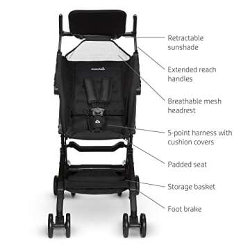 Munchkin Sparrow Travel Baby Stroller, Ultra Compact and Lightweight, for Babies and Toddlers, Black