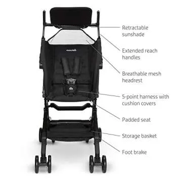 Munchkin Sparrow Travel Baby Stroller, Ultra Compact and Lightweight, for Babies and Toddlers, Black
