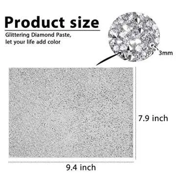 Bling Crystal Resin Rhinestones Sticker Sheet DIY Self-Adhesive Car Decoration Sticker Glitter Crystal Rhinestone Sheet for Car Shoes Clothing (Silver White)
