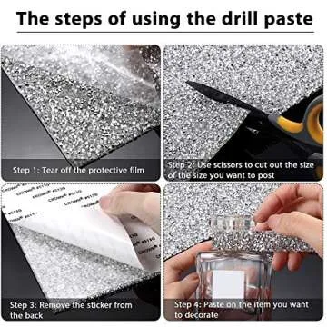 Bling Crystal Resin Rhinestones Sticker Sheet DIY Self-Adhesive Car Decoration Sticker Glitter Crystal Rhinestone Sheet for Car Shoes Clothing (Silver White)