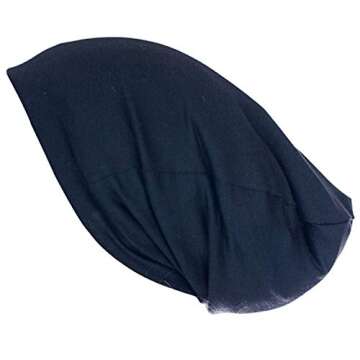 Grace Eleyae Satin Lined Sleep Cap Slap Silky Sleeping Stylish Beanie Hat Premium Quality Head Cover for Curly Hair Women Soft & Smooth, Black