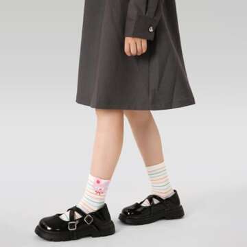 Cute Cotton Crew Socks for Toddler Girls - 10 Pairs