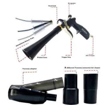 bemeis Air Blow Gun &vacunm Gun with Brass Adjustable Air Flow Nozzle,Cleaning Gun Quickly Blasts Dirt and Dust from Surface Works with Air Compressor(Upgrade Aluminium Rotate Tube) 2IN1