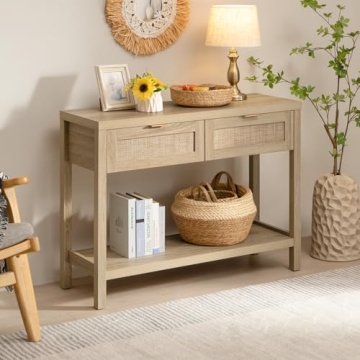 SICOTAS Modern Boho Console Table with Spacious Drawers