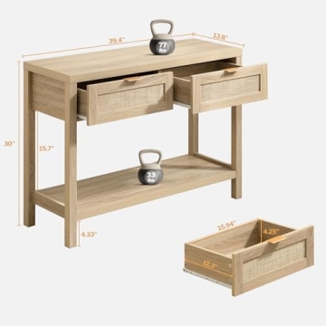 SICOTAS Modern Boho Console Table with Spacious Drawers