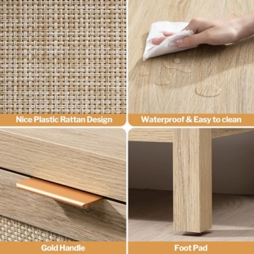 SICOTAS Modern Boho Console Table with Spacious Drawers