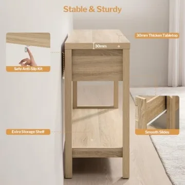 SICOTAS Modern Boho Console Table with Spacious Drawers