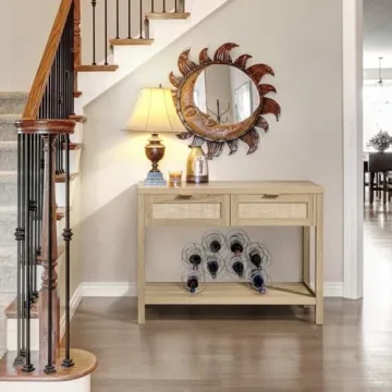 SICOTAS Modern Boho Console Table with Spacious Drawers