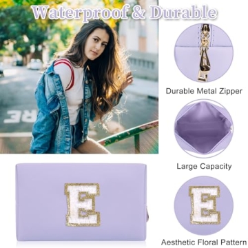 Chic Personalized Makeup Bag with Initial Letter Patches