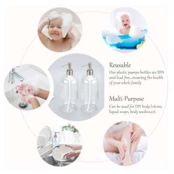 Durable 32oz Refillable Bottles with Steel Pumps for Essentials