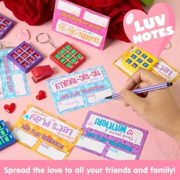JOYIN 36 Pcs Valentine's Day Gift Cards with Tic-Tac-Toe Keychain, Valentines Days Keychains for Par...