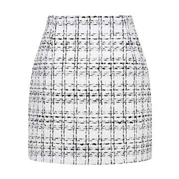 IDEALSANXUN Stylish Women's Wool Tweed Plaid Mini Skirt with High Waist