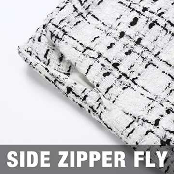 IDEALSANXUN White Houndstooth Mini Skirt for Women