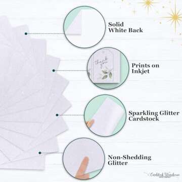 Cardstock Warehouse Diamond Print White Glitter Cardstock Paper – 15 Sheets, 8.5 x 11" - 104 lb/280 GSM Premium White Cardstock for Cricut, Crafts, Inkjet Printing, Card Making and DIY Projects