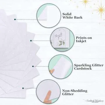 Cardstock Warehouse Diamond Print White Glitter Cardstock Paper – 15 Sheets, 8.5 x 11" - 104 lb/280 GSM Premium White Cardstock for Cricut, Crafts, Inkjet Printing, Card Making and DIY Projects