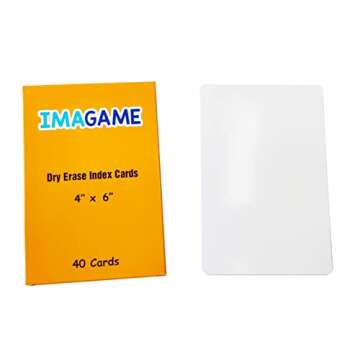 IMAGAME Dry Erase Index Cards, 4” x 6”, 40pcs Laminated Cards, Both Sides Blank, Reusable Dry Er...