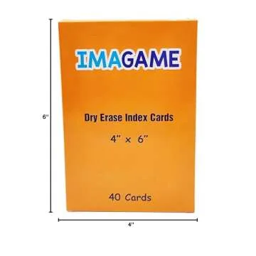 IMAGAME Dry Erase Index Cards, 4” x 6”, 40pcs Laminated Cards, Both Sides Blank, Reusable Dry Erase Note Cards for School, Office, Home, to Do Lists, Multipurpose Index Card Sheets