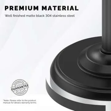 WZKALY Toilet Paper Holder Stand, Matte Black Toilet Paper Holder Free Standing, Post Pivoting Design & Stable Weighted Base SUS304 Stainless Steel for Bathroom(Mega Roll)