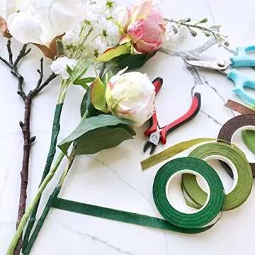 Supla Floral Arrangement Kit Floral Tools Wire Cutter Stem Floral Trimming Scissors Floral Wire 26 Gauge 22 Gauge Floral Stem Wire 14 Gauge Green Floral Tapes Bouquet Stem Wrap White Pearl Corsage Pin