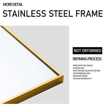 MIRUO Floor Length Mirror, Full Body Standing Mirror with Tall, Large, & Wide View with Aluminum Framed Decorative Wall Mounted Style for Living, Dressing, Bed Room 65"x22" (Gold)