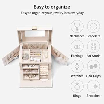 Vlando Jewelry Box Organizer for Girls Women Stylish Storage