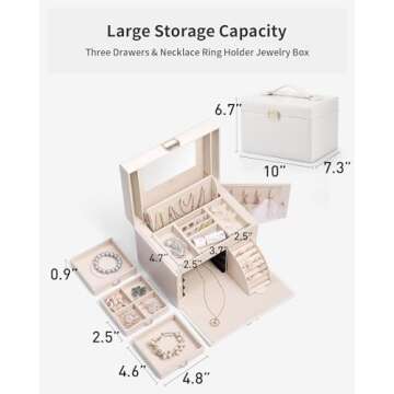Vlando Jewelry Box Organizer for Girls Women Stylish Storage