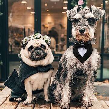 DOGTACT Dog Wedding Bandana, Formal Dog Tuxedo Adjustable Pet Collar with Bow, Small, Medium and Large Dog Wedding Clothing, Birthday Gifts for Dogs (Small, Black)