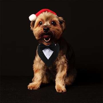 DOGTACT Dog Wedding Bandana, Formal Dog Tuxedo Adjustable Pet Collar with Bow, Small, Medium and Large Dog Wedding Clothing, Birthday Gifts for Dogs (Small, Black)