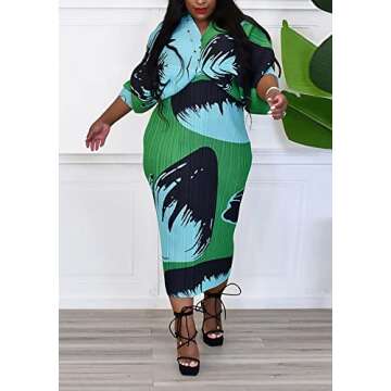 Chic Plus Size African Maxi Dress for Women - Summer Long Sleeve Style