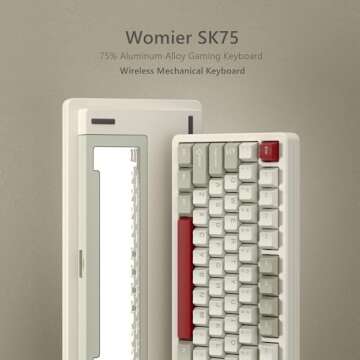 Womier SK75 75% Keyboard with Full Aluminum Wireless Mechanical Gaming Keyboard, VIA Custom Pre-lube...