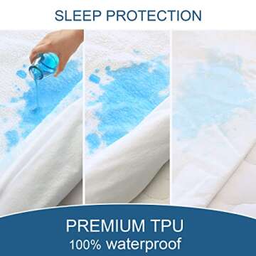 Queen Mattress Protector Waterproof Cover Absorbent Fitted Sheet up - 18'' Deep Pocket Mattress Cover Queen Size Bed Sheets, Terry Machine Wash Protection Mattress Protector Queen
