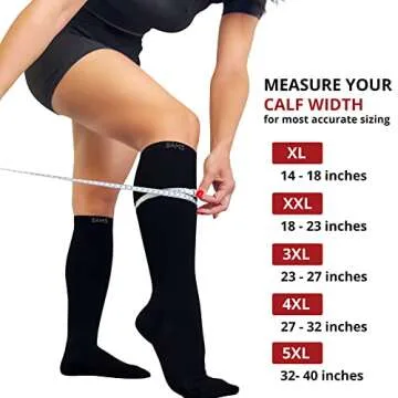 BAMS Plus Size Compression Socks Wide Calf - Graduated Support with Bamboo Comfort, Easy On/Off