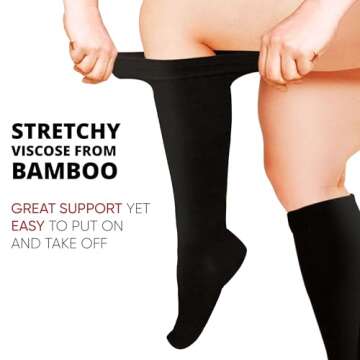 BAMS Plus Size Compression Socks for Wider Calves - Supportive Comfort