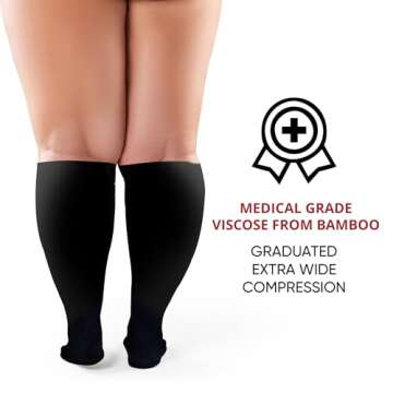 BAMS Plus Size Compression Socks for Wider Calves - Supportive Comfort