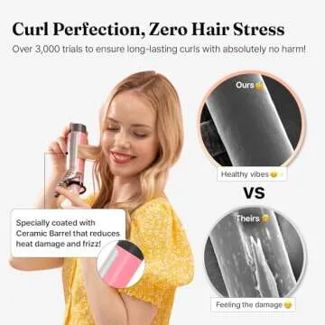 VODANA Professional GlamWave Ceramic Curling Iron, Long-Lasting Natural Curls, Instant Heat, Hair Curler, Curling Wand, Available in USA (1.4 inch, Creamy Blue)