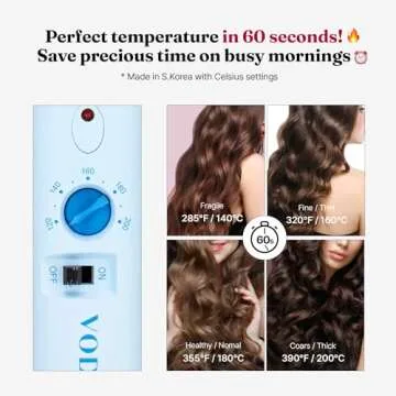 VODANA Professional GlamWave Ceramic Curling Iron, Long-Lasting Natural Curls, Instant Heat, Hair Curler, Curling Wand, Available in USA (1.4 inch, Creamy Blue)