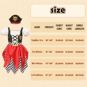 Lingway Toys Girls Deluxe Pirate Costume for Ages 2-6