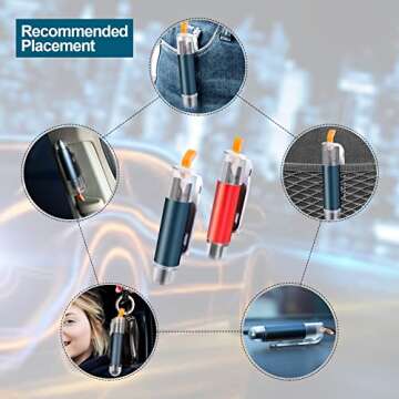 JOYKFOX Mini Car Safety Hammer One Second Rescue Escape Tool Spring Type Glass Breaker for Land and Underwater 2 Pieces Blue Red