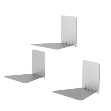 Umbra Conceal Floating Bookshelf Set of 3 - Large, Silver, Space-Saving Magic