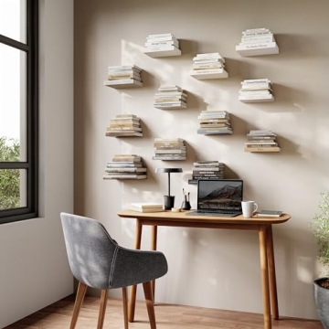 Umbra Conceal Floating Bookshelf Set Large Silver Space-Saving