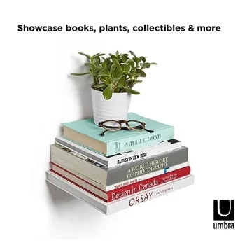 Umbra Conceal Floating Bookshelf Set Large Silver Space-Saving