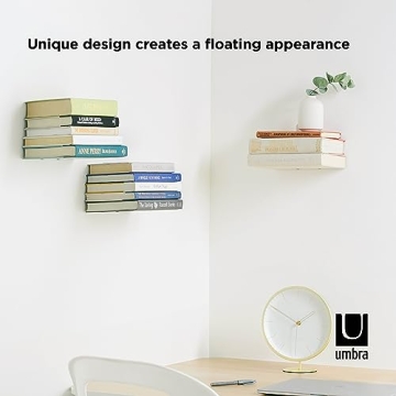 Umbra Conceal Floating Bookshelf Set Large Silver Space-Saving