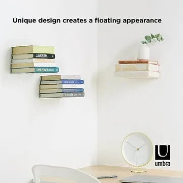 Umbra Conceal Floating Bookshelf Set Large Silver Space-Saving