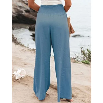 Zontroldy Women's Wide Leg Palazzo Beach Pants for Summer