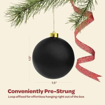 Christmas Ornaments Set of 24 - Beautiful [Black] Christmas Tree Decorations Ornaments Set - 4 Style...