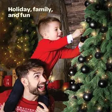 Stunning 24 Black Christmas Ornaments Set - Shatterproof & Stylish