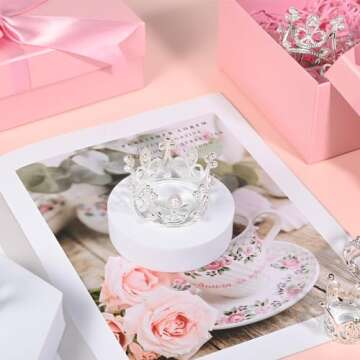 30 Pcs Silver Crown Cake Topper, Crowns for Flower Bouquets Mini Baby Crown Toppers for Flower Arrangements Glittering Cake Decoration for Girl Lady Bridal Wedding Birthday Party, 3 Style